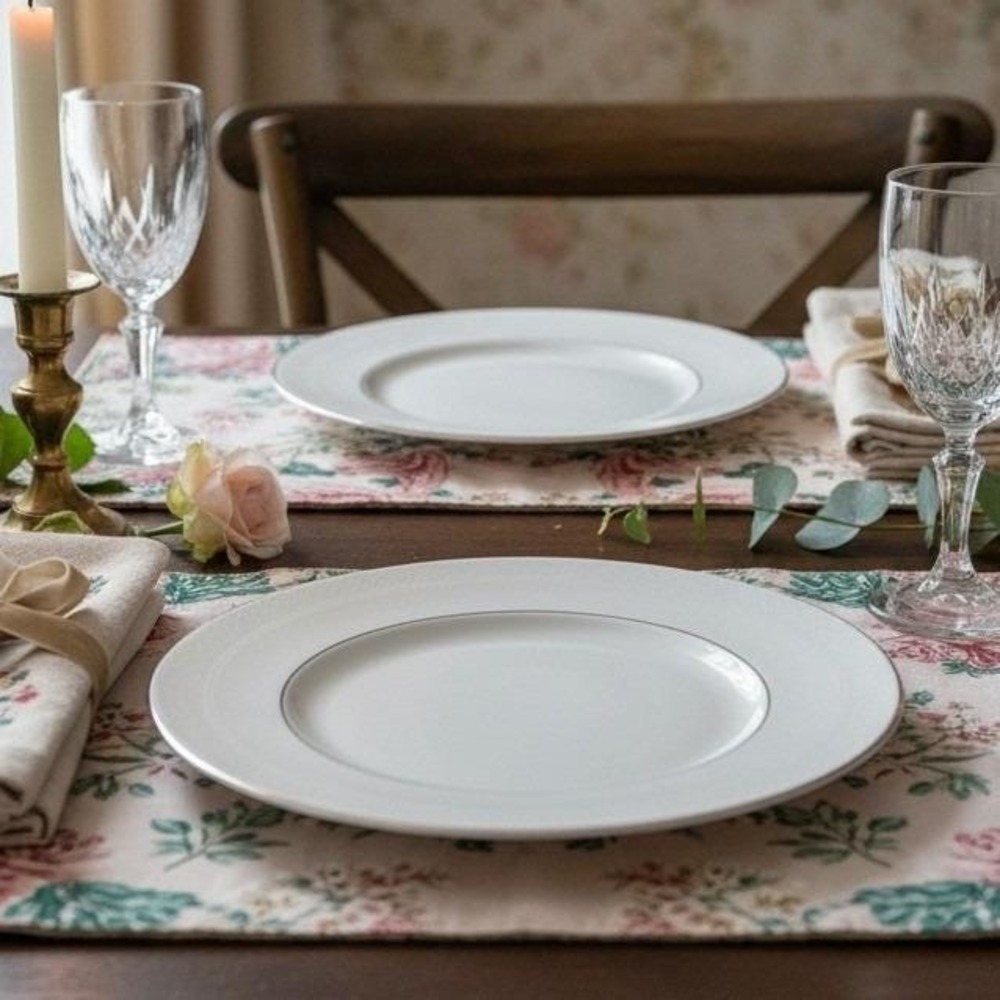 Royal Doulton Amulet Dinner Plates, Set of 2, Vtg White Floral Fine Bone China